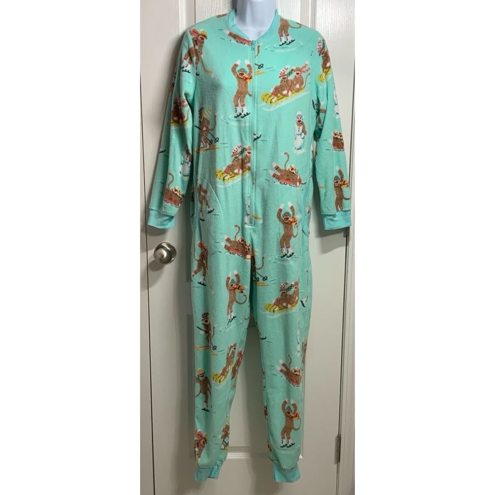 Nick and Nora One Piece Sock Monkey Fleece‎ size Small